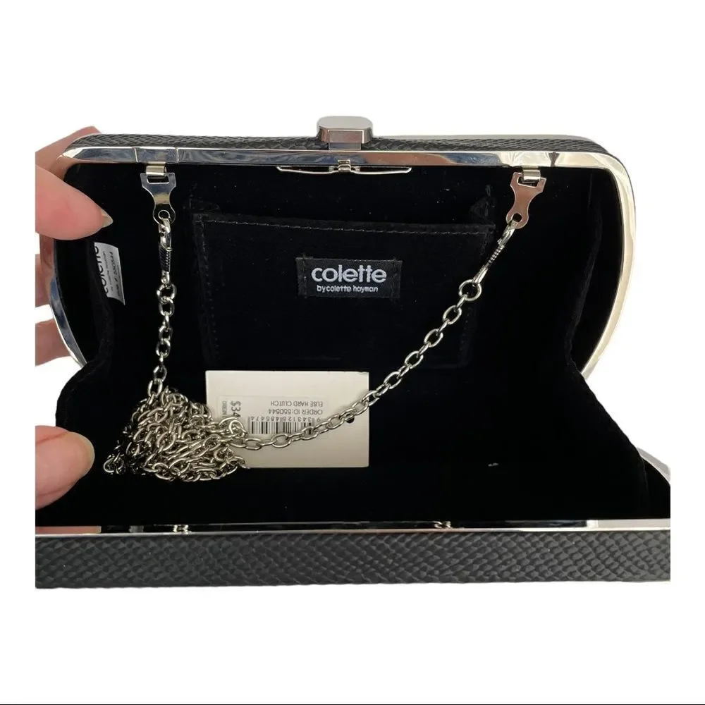 WHITE W/BLACK TRIM BOXED EVENING BAG‎